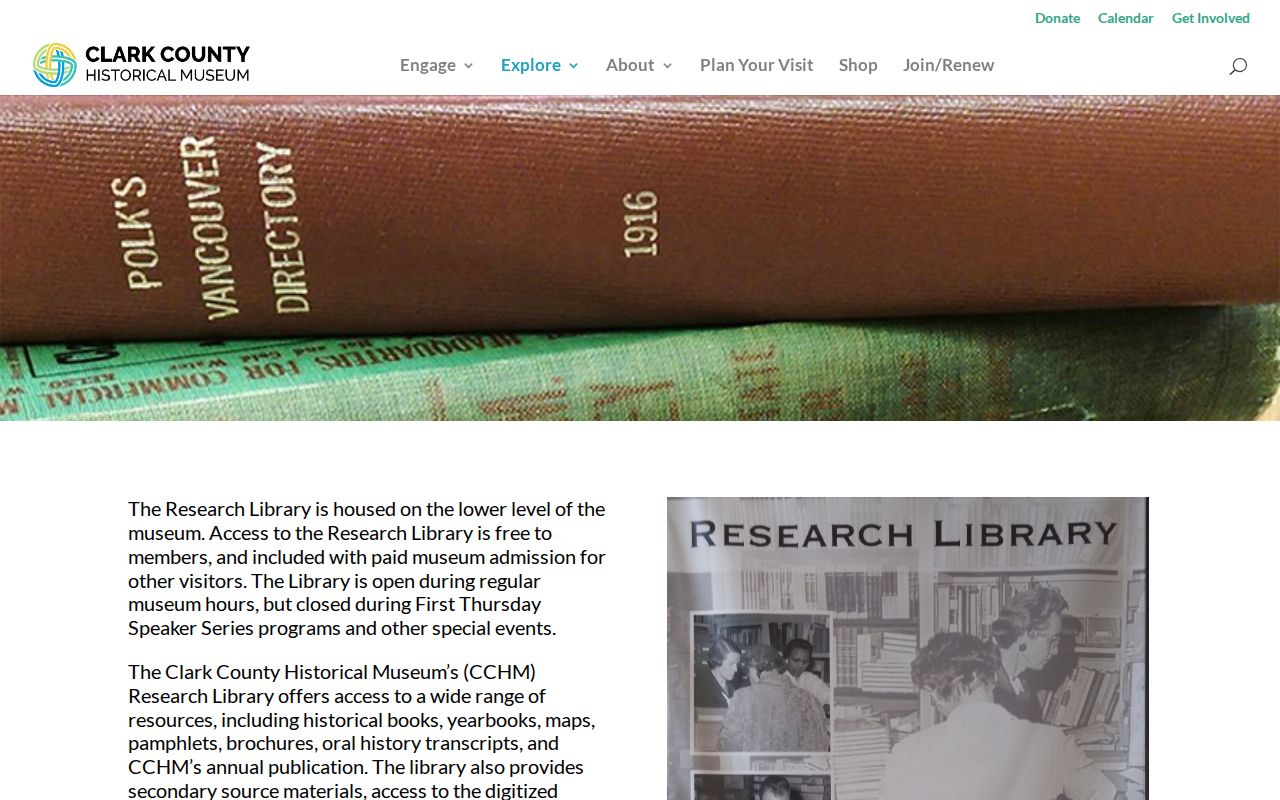 Historical Clark County people directories at the museum research library
