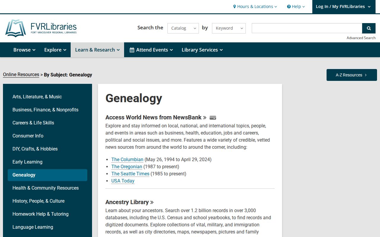 Clark County people directories and genealogy resources at FVRLibraries