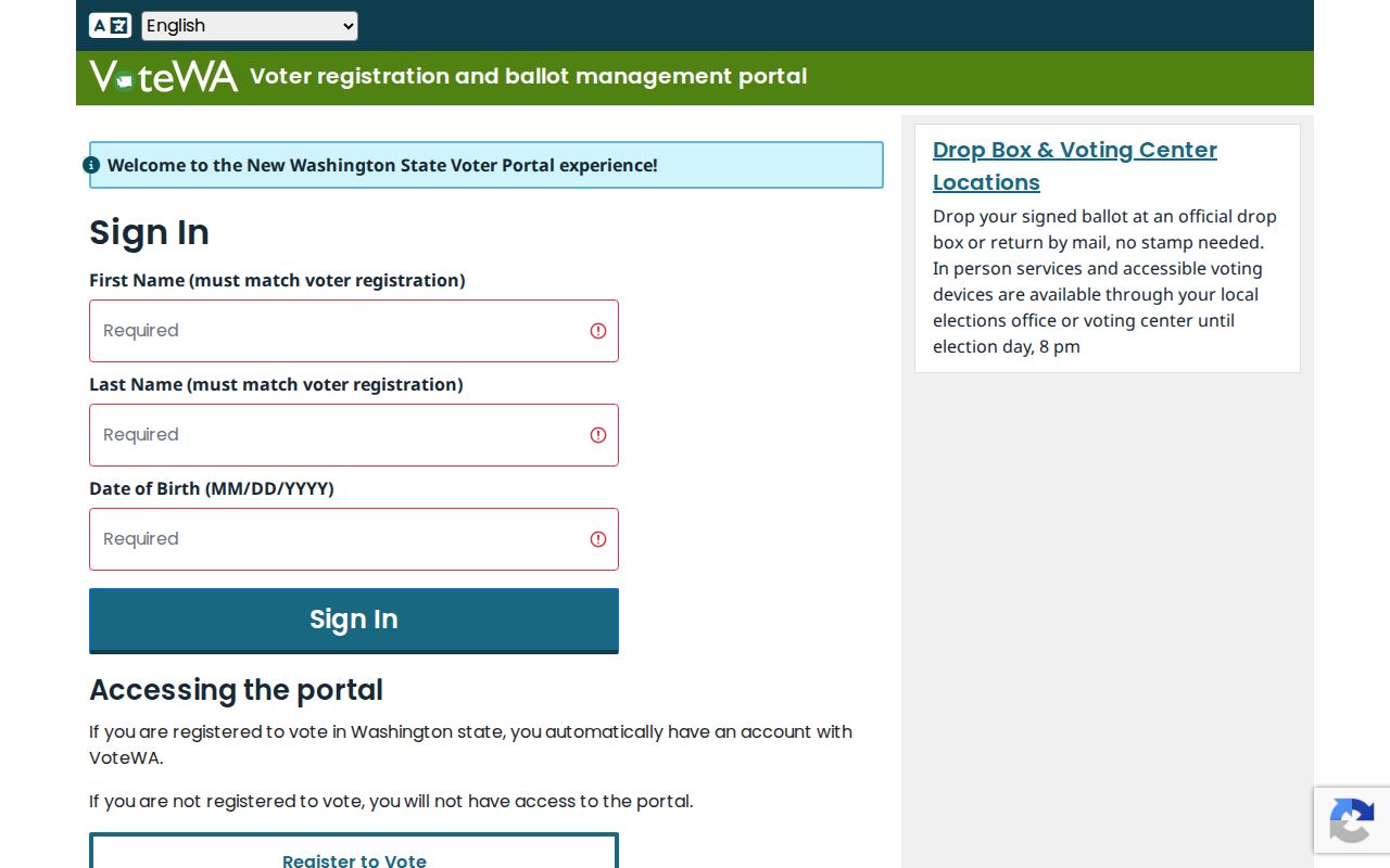 Clark County voter registration VoteWA lookup sign-in